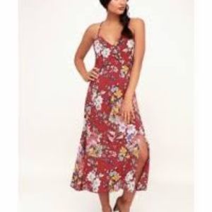 NWT Rust Off White Floral Dress W/Slit